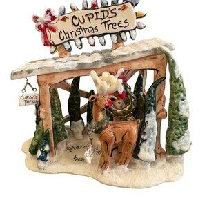 Blue Sky Cupids Christmas Trees Tea Light Candle Holder 2009